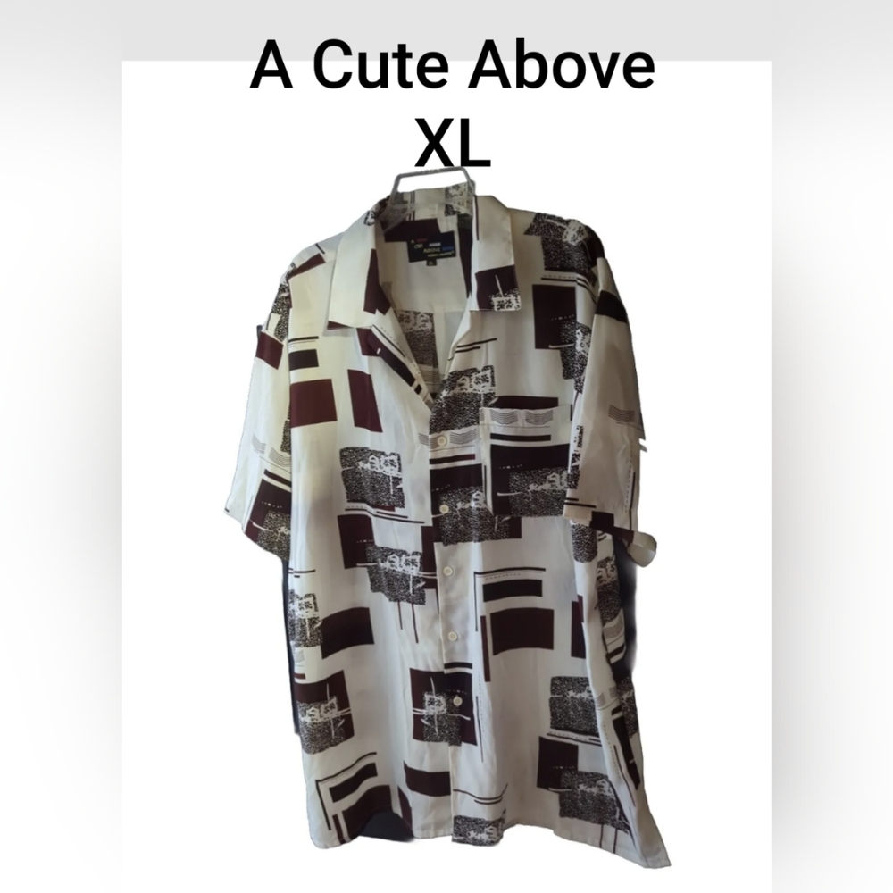 A Cut Above "Henri Valdise"  Button Up Brown & Cream Men's Size XL